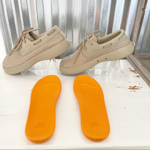 Womens Soft Science The Cruise Loafers Lightweight Woven Leather Laces Boat Tan - Picture 4 of 14